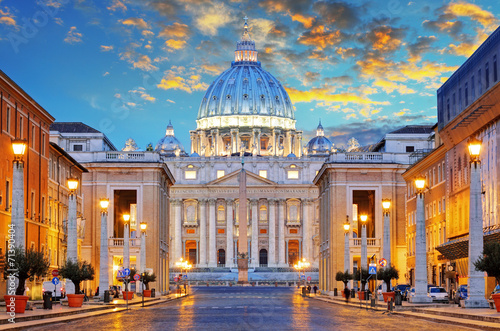 St. Peter's Basilica in Rome by the Via della Conciliazione, Ro photo