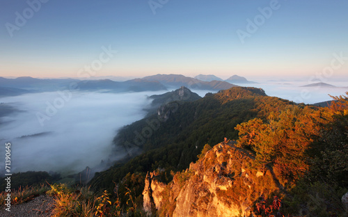 Sunrine autumn landscape in Slovakia rock, Sulov © TTstudio