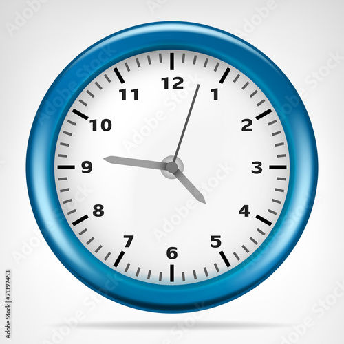 blue clock with running time object