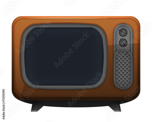 brown retro television object on white