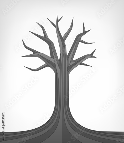 dead linden tree conceptual art isolated
