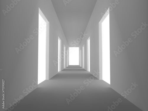 Vector Illustration of abstract emply hall with opened doors.