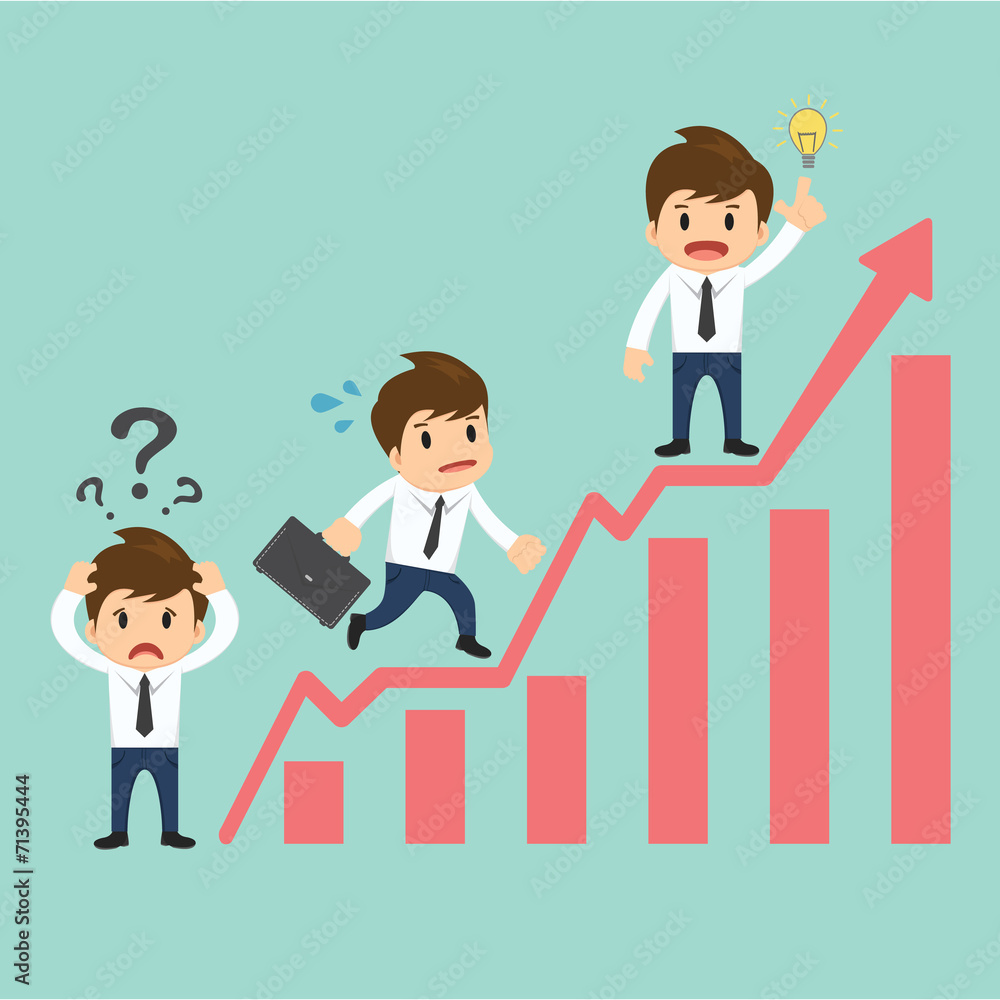 Businessman over growing chart vector illustration Businessman over growing chart vector illustration
