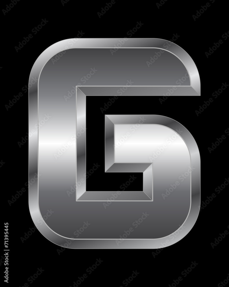 rectangular beveled metal font - letter G rectangular beveled metal font - letter G