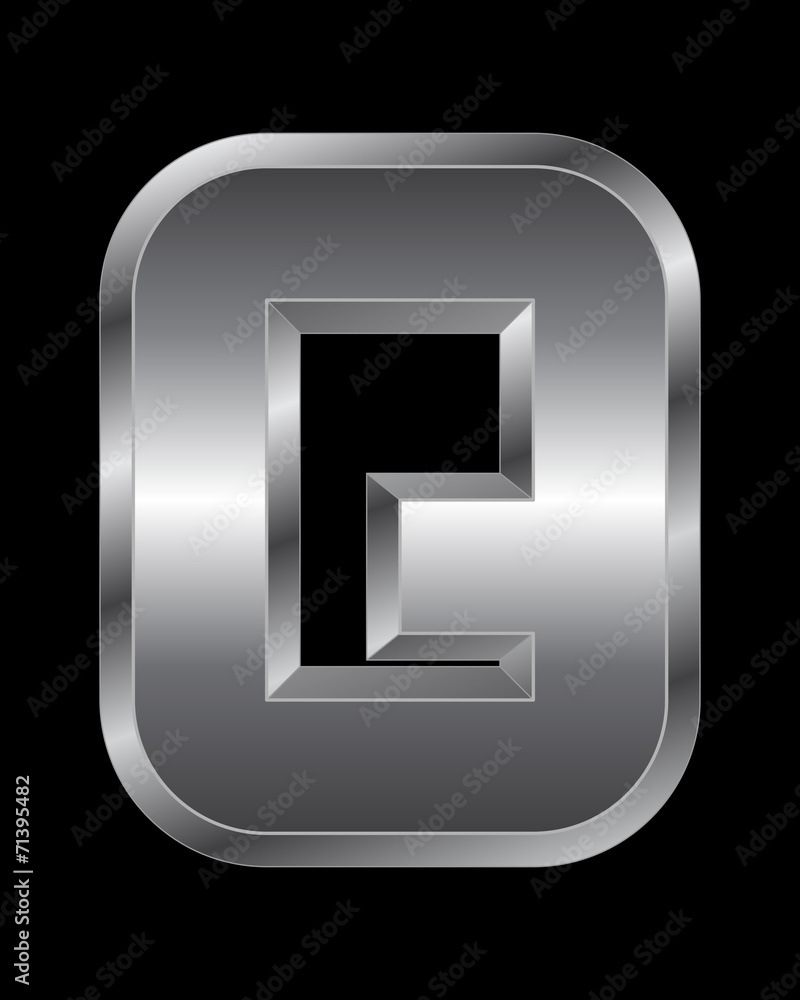rectangular beveled metal font - letter Q rectangular beveled metal font - letter Q