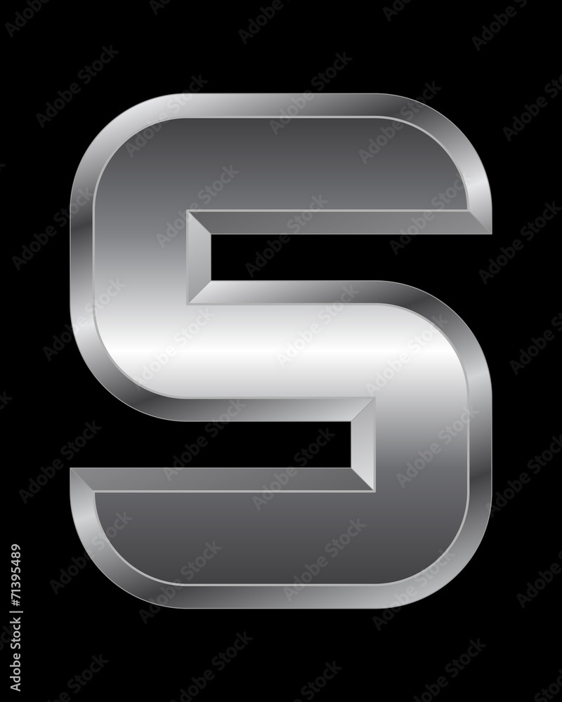 rectangular beveled metal font - letter S rectangular beveled metal font - letter S