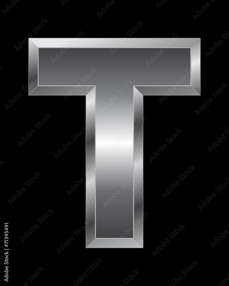 rectangular beveled metal font - letter T rectangular beveled metal font - letter T