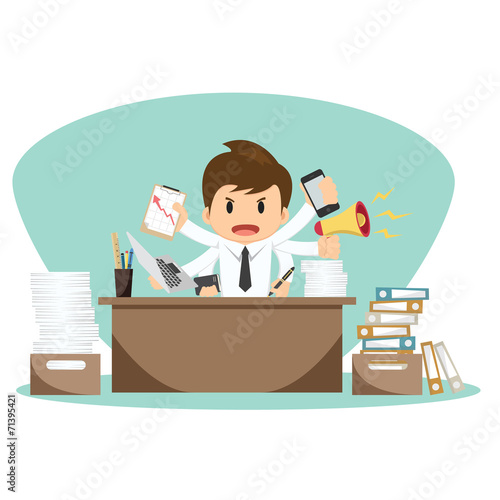 Businessman on office worker vector illustration