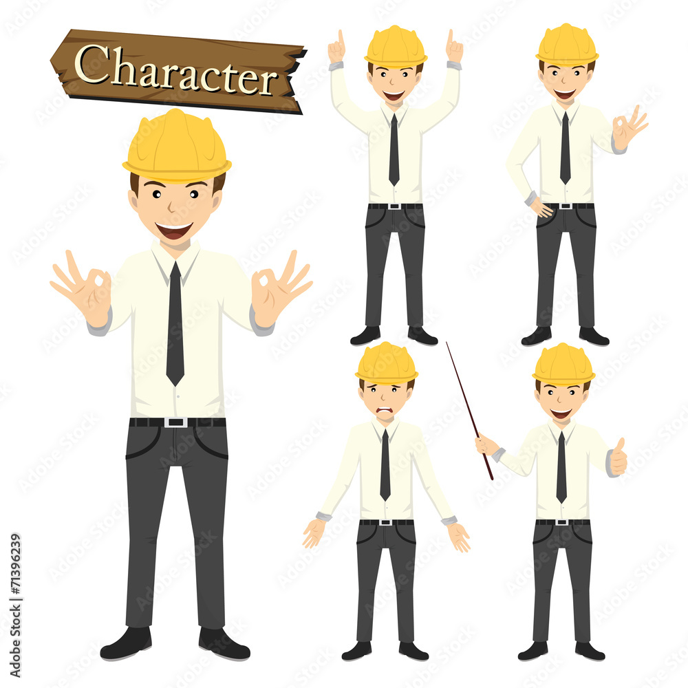 Engineer character set vector illustration