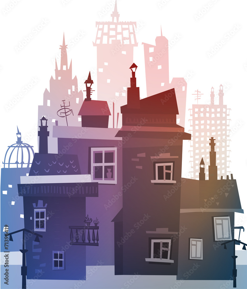 City background with lots of buildings