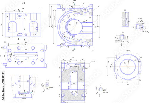 Engineering drawing of industrial equipment
