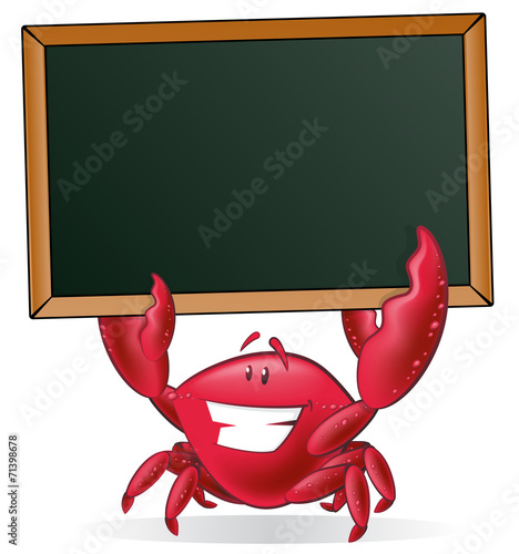 Cute Crab holding Blank Sign.