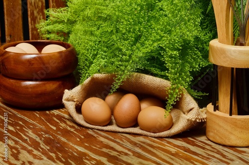 Eggs on the table photo