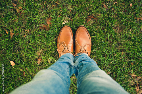 shoes on the green grass
