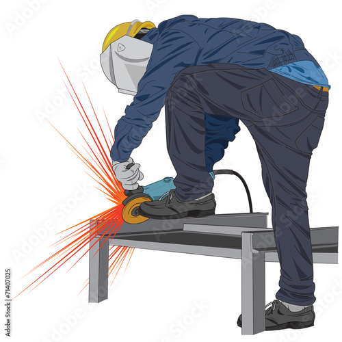 stand grinding worker vector