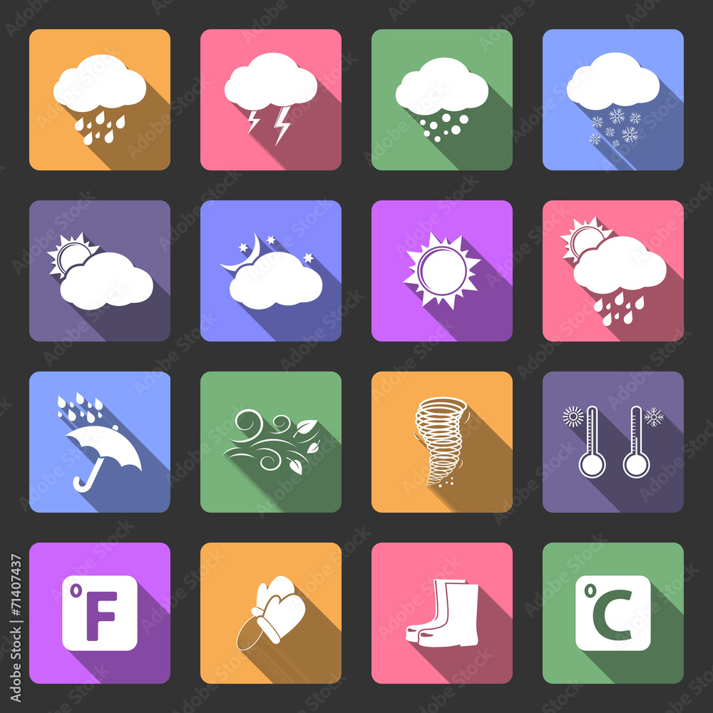 Weather icons, flat design vector Weather icons, flat design vector