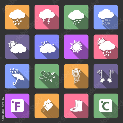 Weather icons, flat design vector