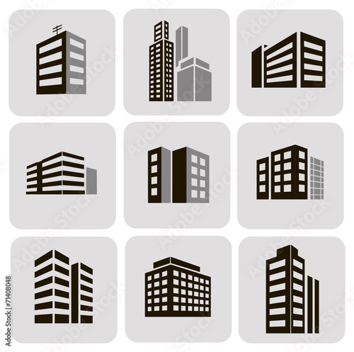 Buildings vector web sticker icons set