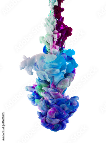 Colored ink isolated on white background