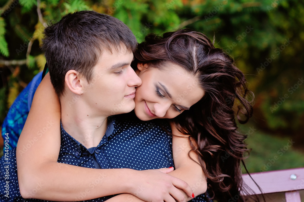 Fototapeta premium Couple with flower at park.