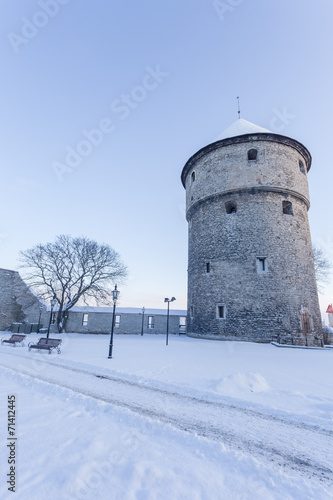 Winter view of tower Tallinn, Estonia
