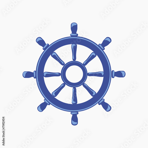 Ship Wheel Banner isolated on white background.