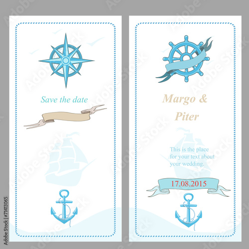 Wedding invitation template, nautical style,