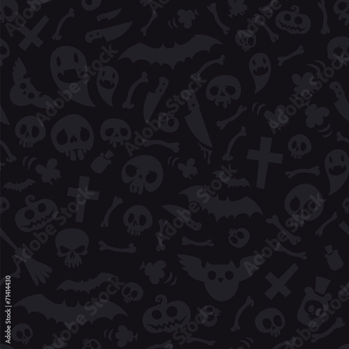 Halloween Symbols Seamless Pattern Dark