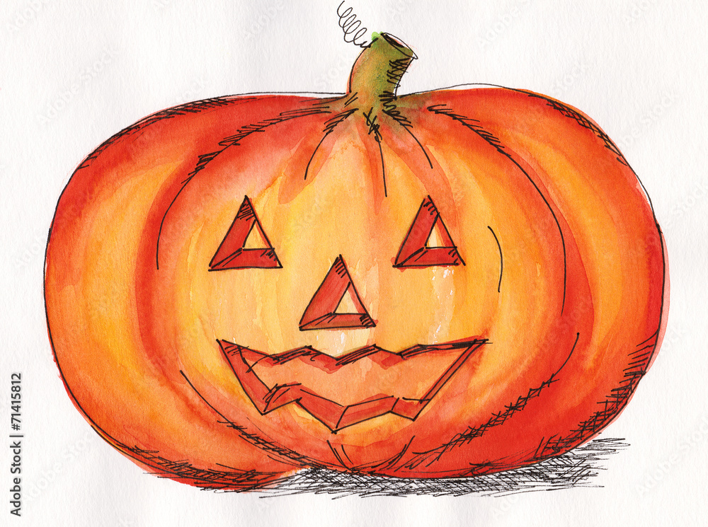 Obraz premium Halloween Kürbisgesicht Zeichnung