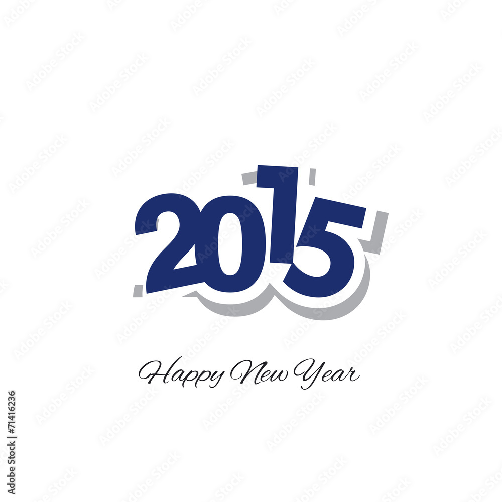Happy New Year 2015 blue logo vector - obrazy, fototapety, plakaty 