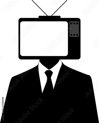 Vector illustration of a man with a tvset on head