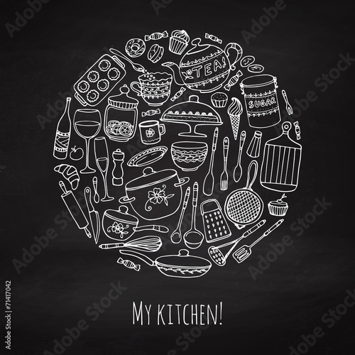 Set of hand drawn cookware.