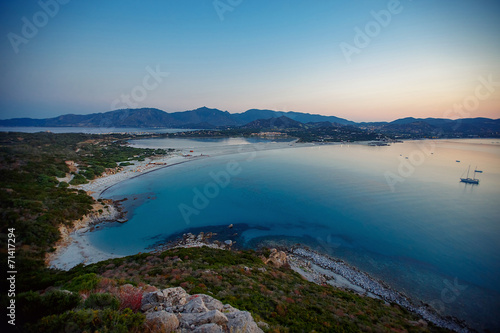 Aerial view of Villasimius beach, Sardinia, Italy