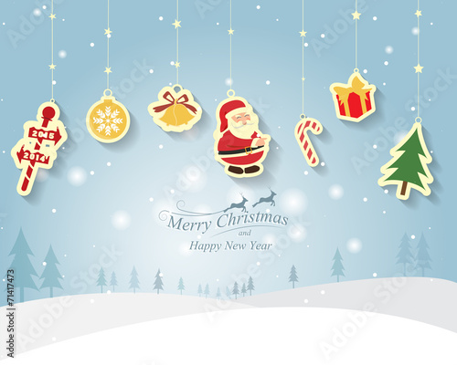 christmas and new year greeting card