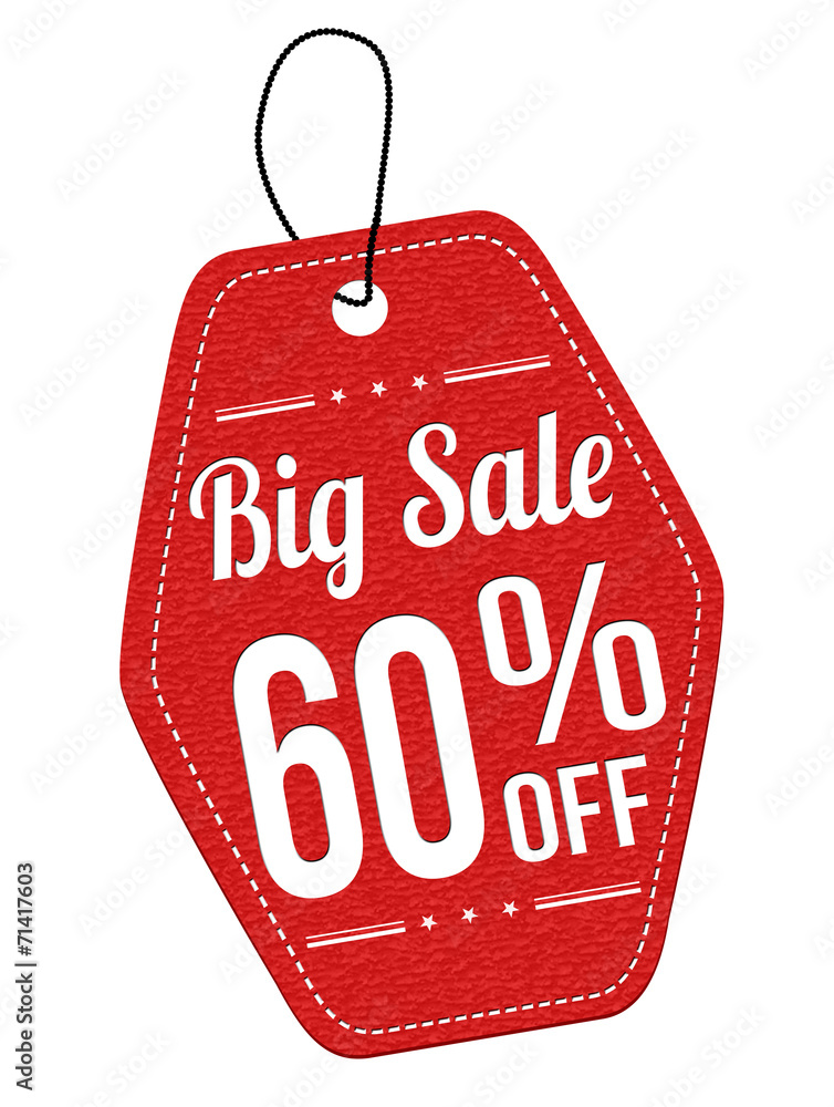 Big sale 60% off red leather label or price tag