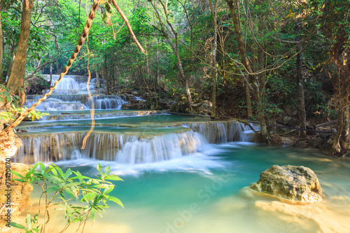 Deep forest Waterfall in Kanchanaburi  Huay Mae Kamin   Thailand