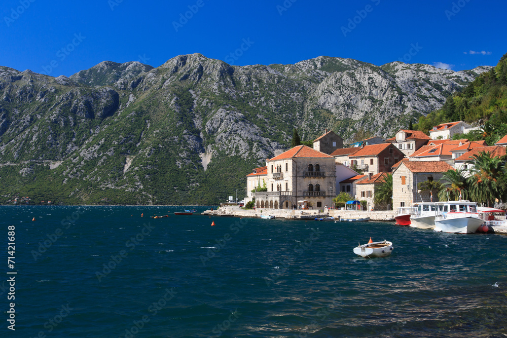 beautiful view of the coastal town of Perast, Montenegro