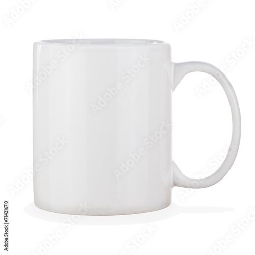 White Ceramic Coffee Cup Isolated on White Background.