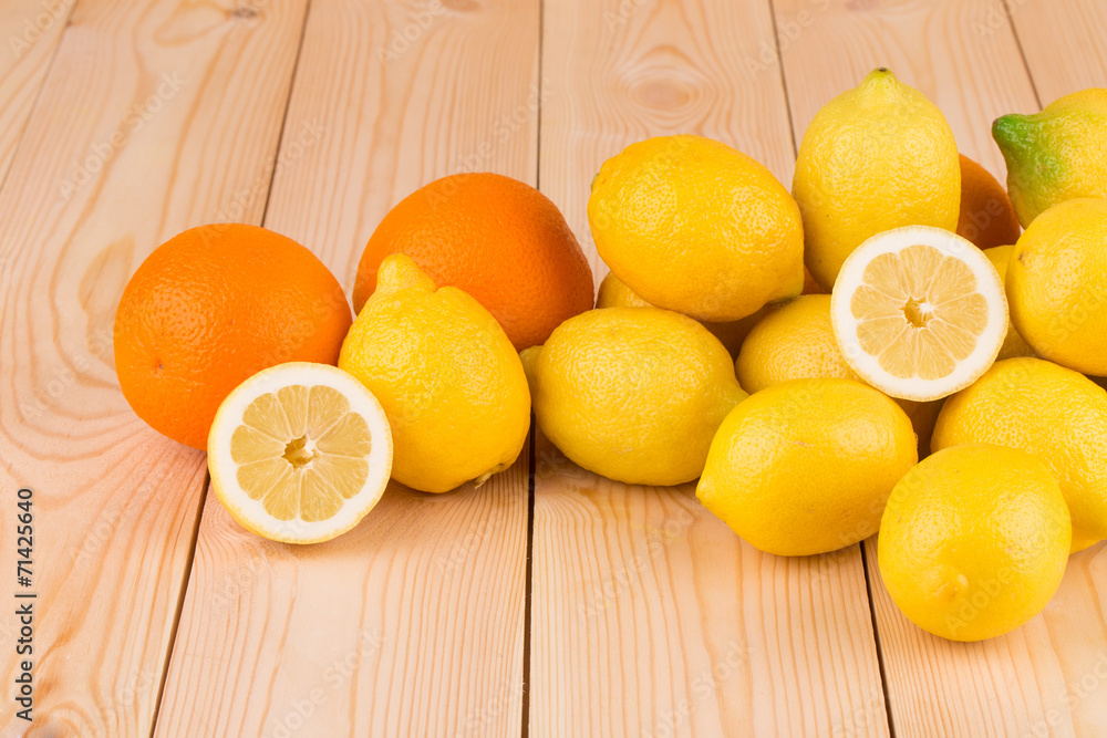 Close up of fruits on wood table. Close up of fruits on wood table.