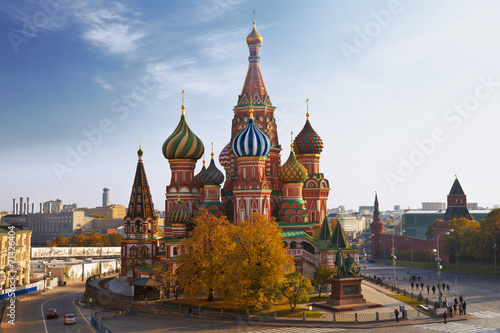 View of the Saint Basil cathedral in Moscow, Russia