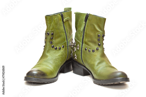 Women's fashion boots green in cowboy style