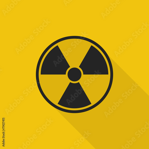 radioactive sign icon with long shadow