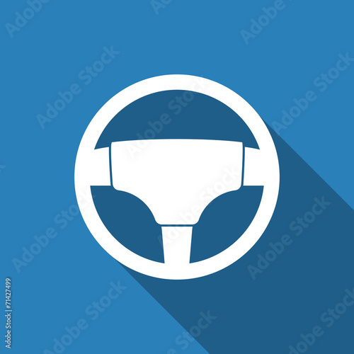 steering wheel  icon with long shadow