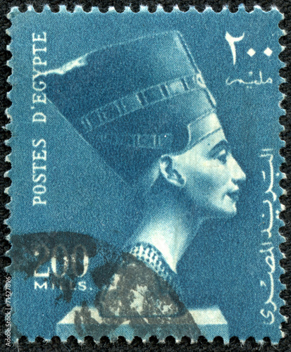 stamp printed by Egypt, shows Queen Nefertiti