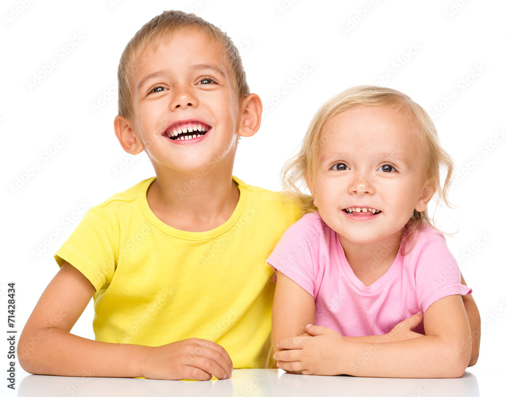 Portrait of a cute little girl and boy Portrait of a cute little girl and boy