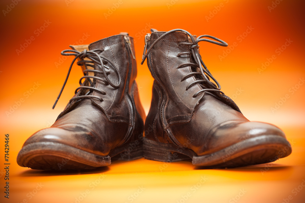 Fashion leather shoes on a bright background Fashion leather shoes on a bright background
