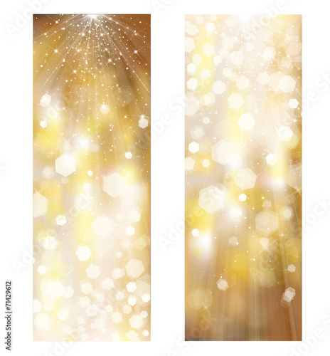 Vector glitter golden banners.
