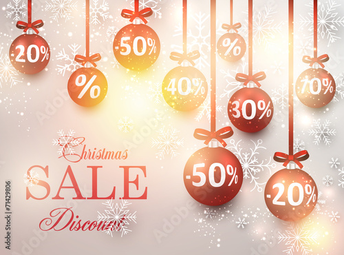 Sale background with christmas balls.