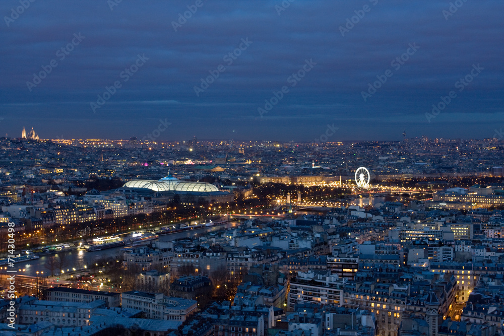 skyline of paris at night