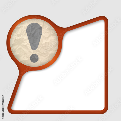 abstract frame with texture of crumpled paper and exclamtion mar